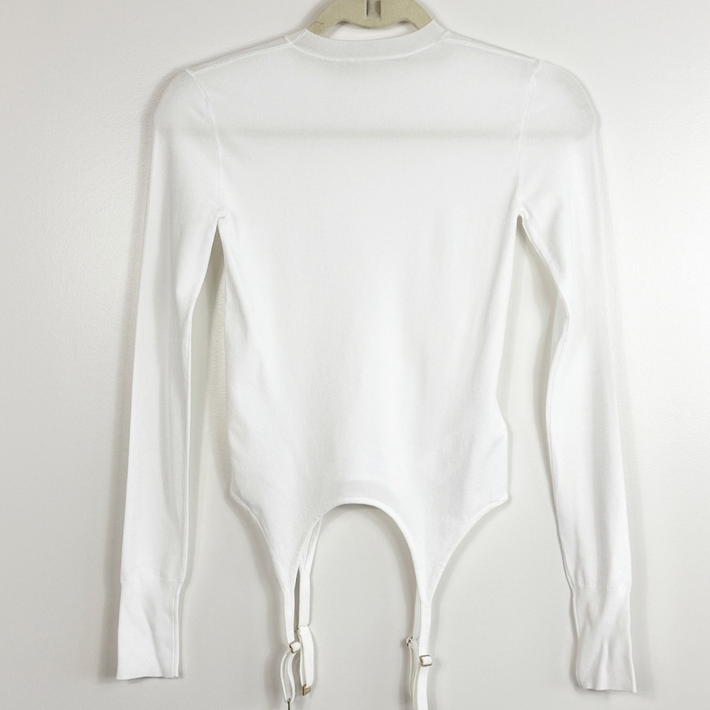 Dion Lee White Viscose Garter Long Sleeve T-Shirt Top NWOT - Picture 6 of 7